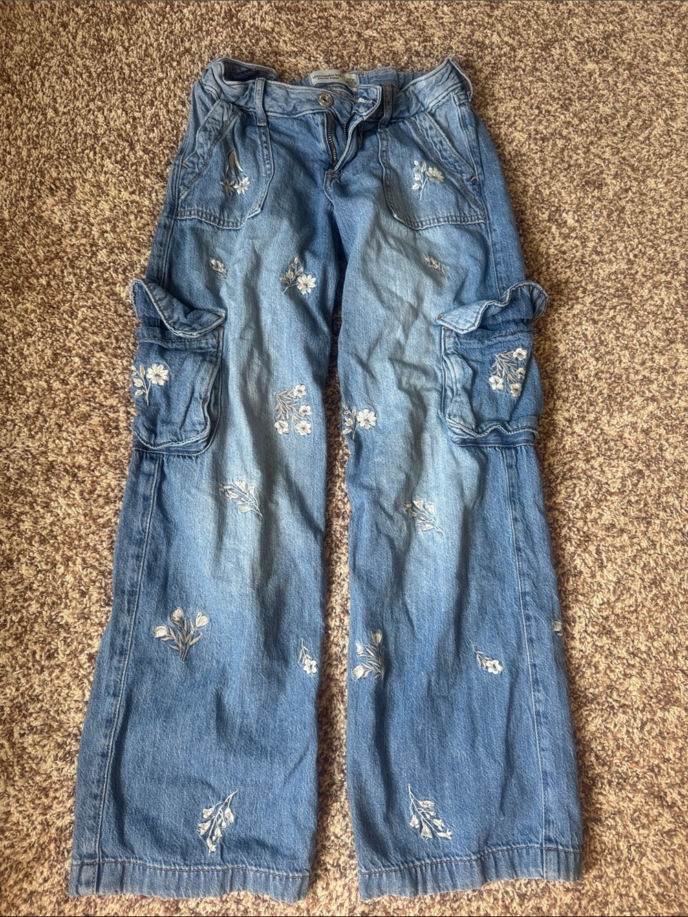 Abercrombie & Fitch kids girls low rise baggy denim jeans 11 / 12